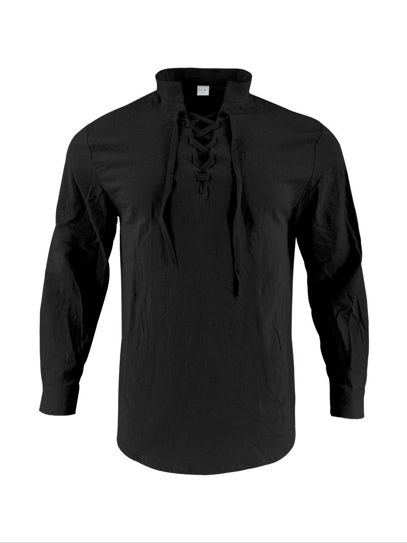 Men's Linen Casual Long Sleeve Polo Shirt, Stylish New Design
