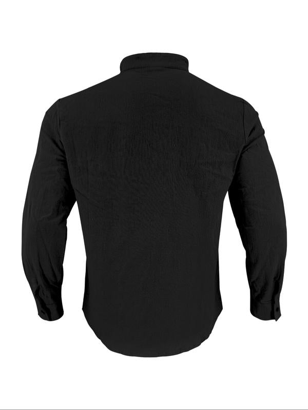 Men's Linen Casual Long Sleeve Polo Shirt, Stylish New Design
