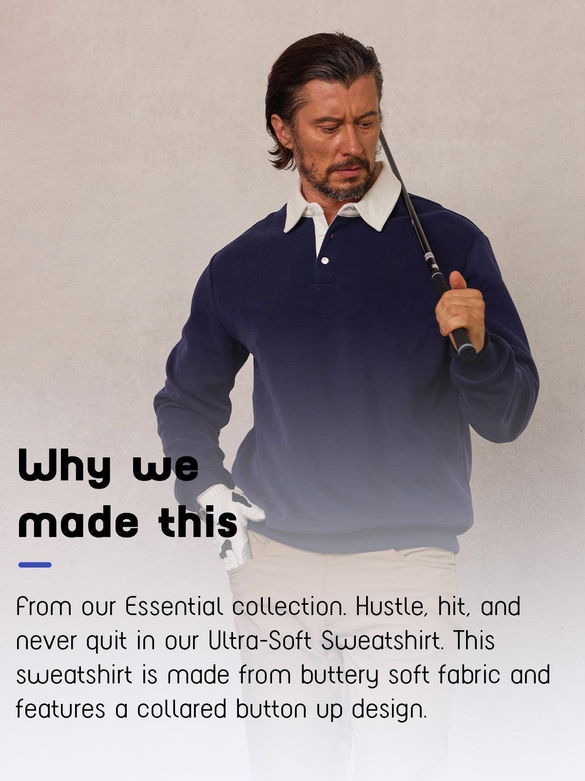 Men's Golf Button Up Collared Sweatshirt
