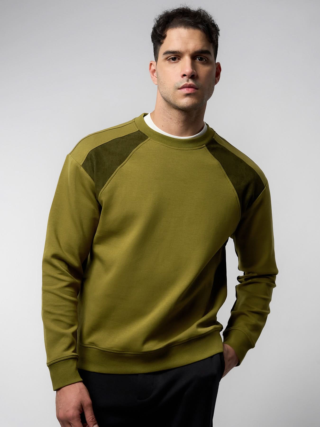 Cozyspacer Suedepatch Sweatshirt And Zip Ankle Jogger Set