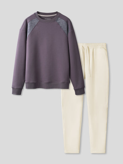 Cozyspacer Suedepatch Sweatshirt And Zip Ankle Jogger Set