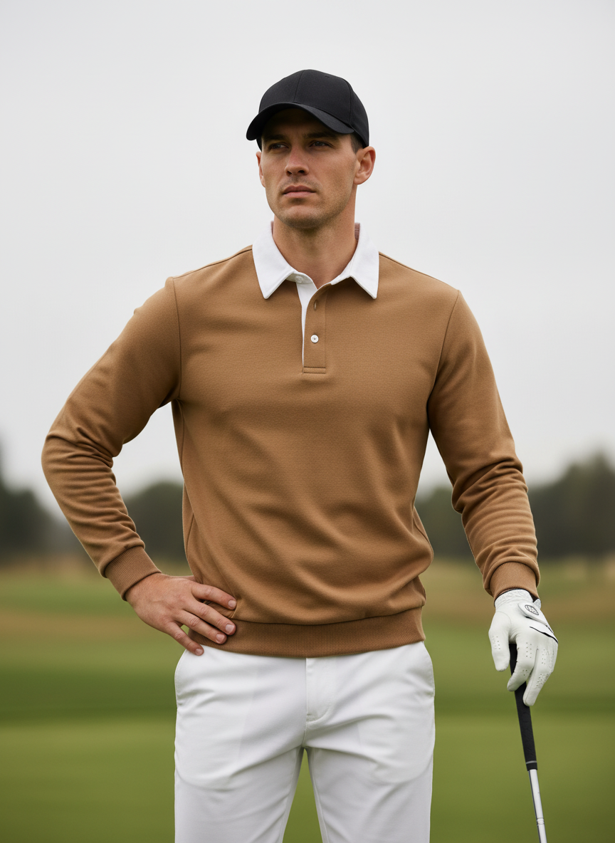 Men's Golf Button Up Collared Sweatshirt