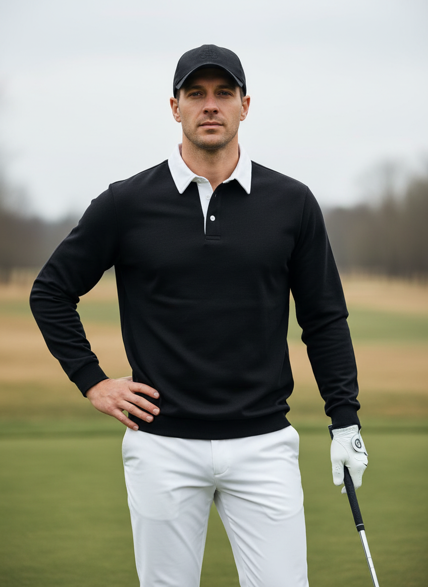 Men's Golf Button Up Collared Sweatshirt
