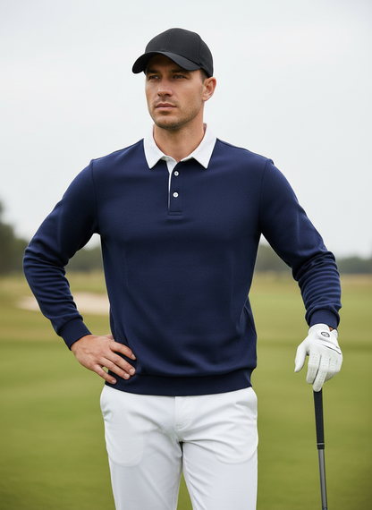 Men's Golf Button Up Collared Sweatshirt