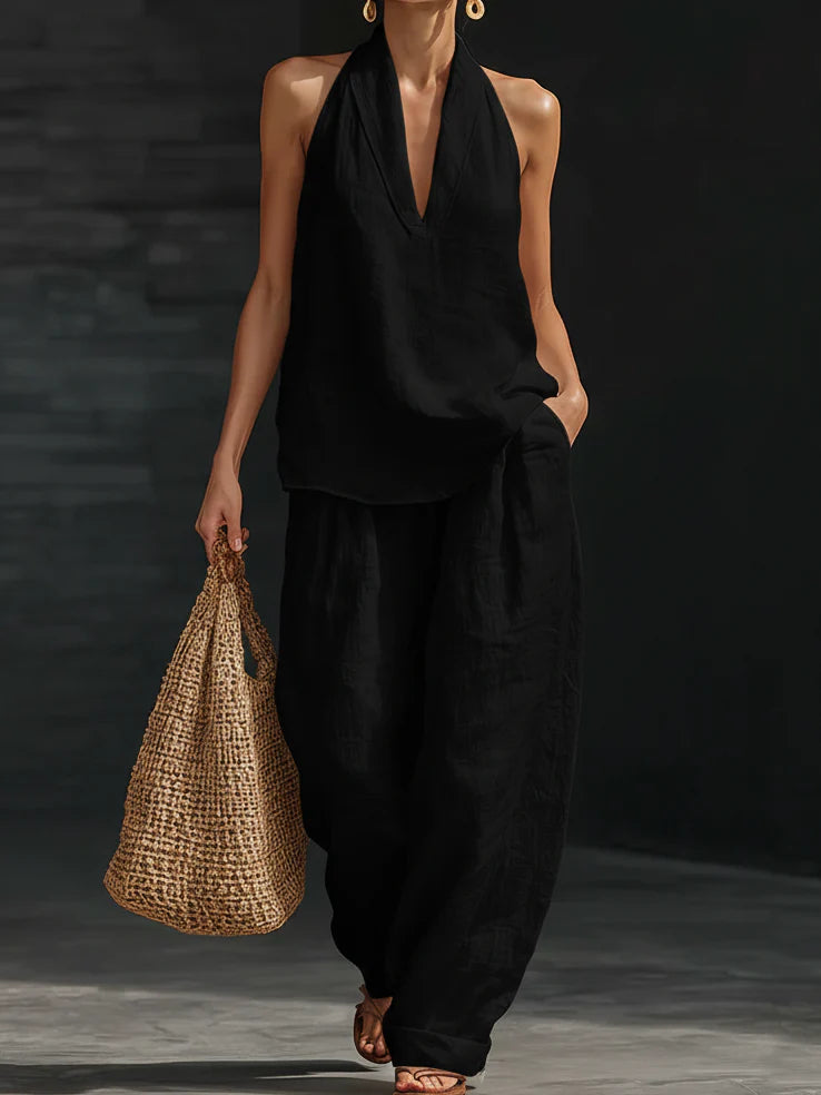 Cozy Minimalist Two-piece Linen Set