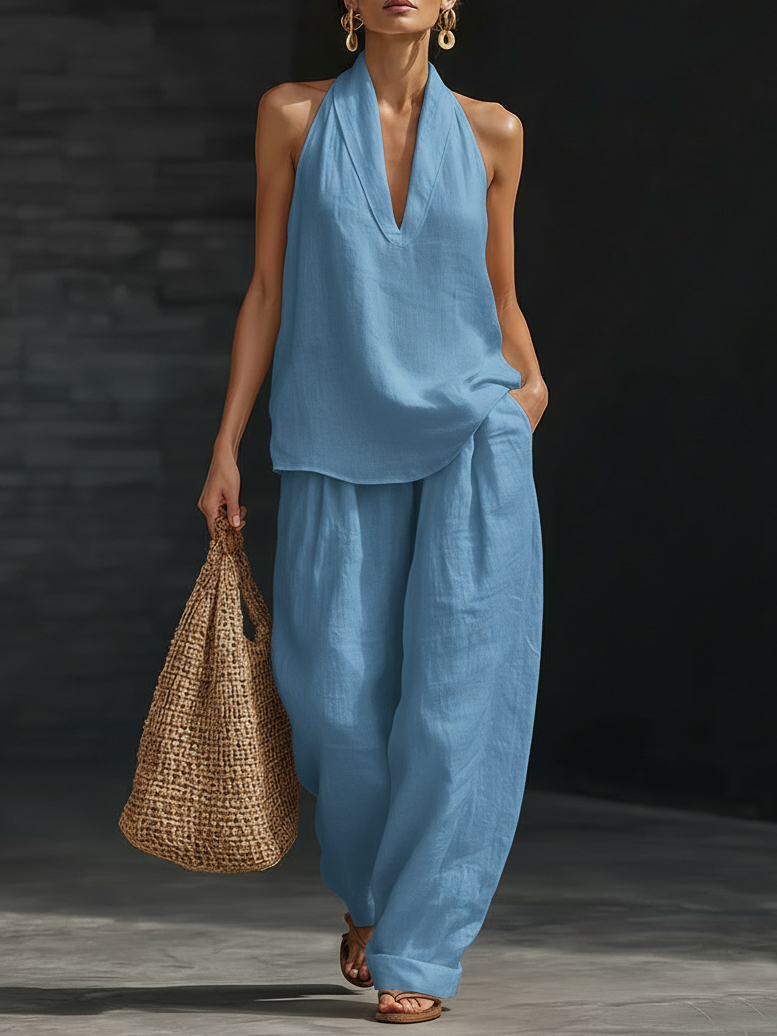 Cozy Minimalist Two-piece Linen Set