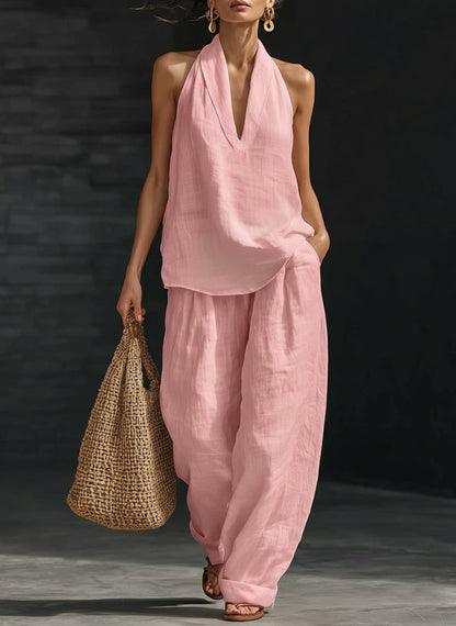 Cozy Minimalist Two-piece Linen Set