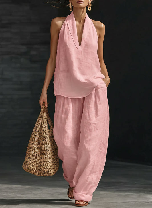 Cozy Minimalist Two-piece Linen Set