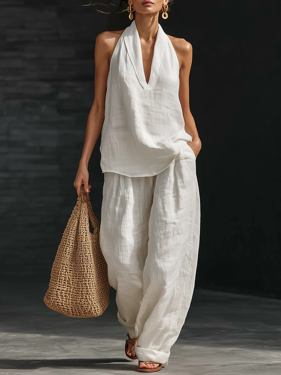 Cozy Minimalist Two-piece Linen Set