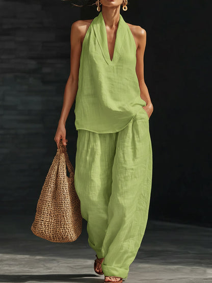 Cozy Minimalist Two-piece Linen Set