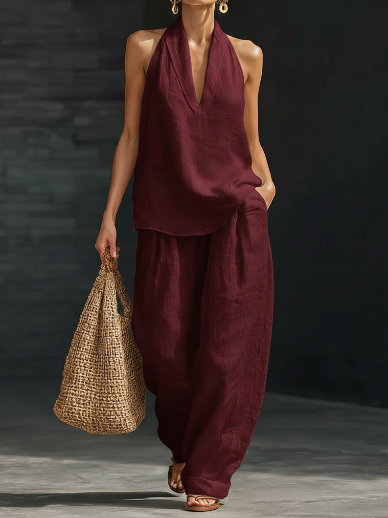 Cozy Minimalist Two-piece Linen Set