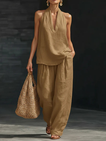 Cozy Minimalist Two-piece Linen Set