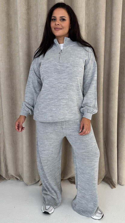 Monarch Funnel Neck Zip Front Knitted Co-Ord Silver