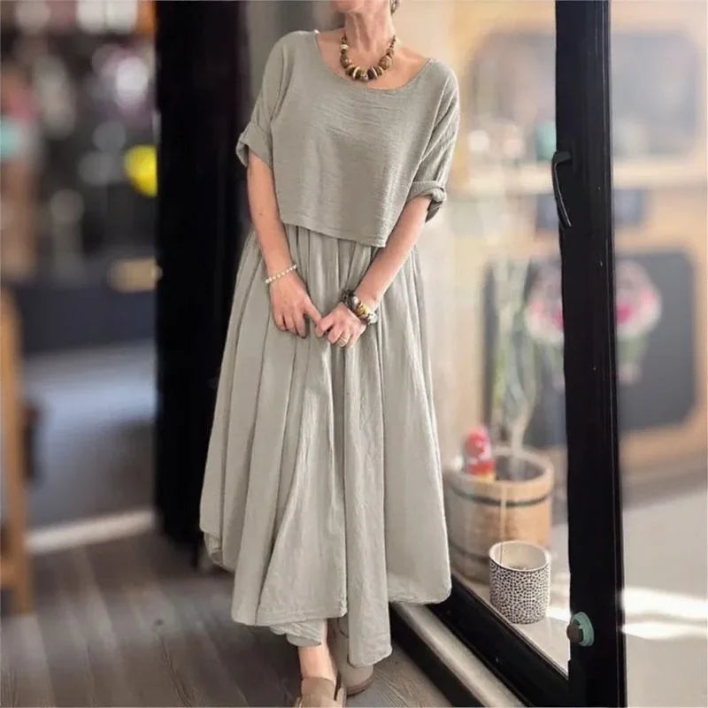 Cotton Linen Set with Layered Style / Two Pieces