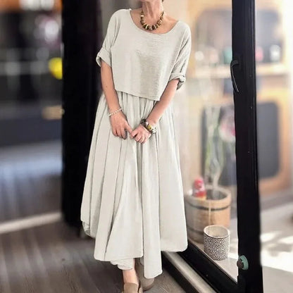 Cotton Linen Set with Layered Style / Two Pieces
