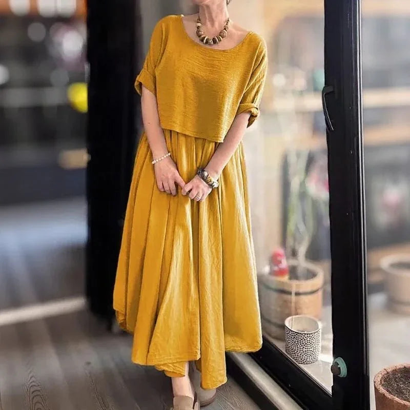 Cotton Linen Set with Layered Style / Two Pieces
