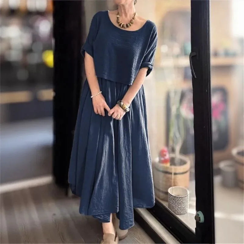 Cotton Linen Set with Layered Style / Two Pieces