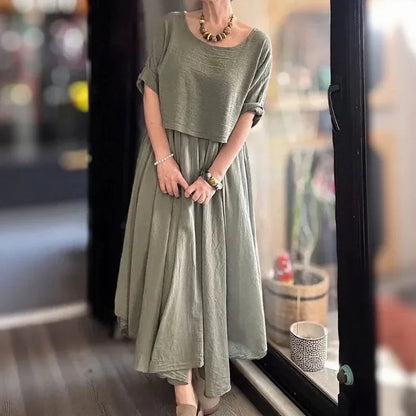 Cotton Linen Set with Layered Style / Two Pieces