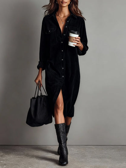 Evelyn | Relaxed Corduroy Midi Dress