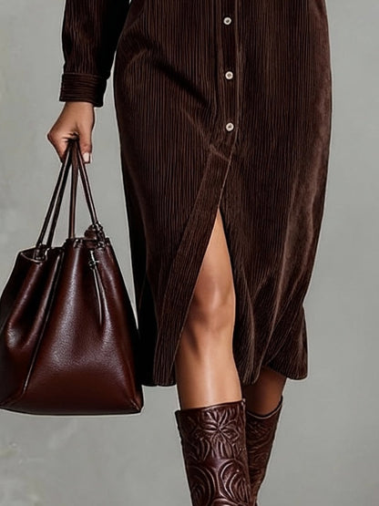 Evelyn | Relaxed Corduroy Midi Dress