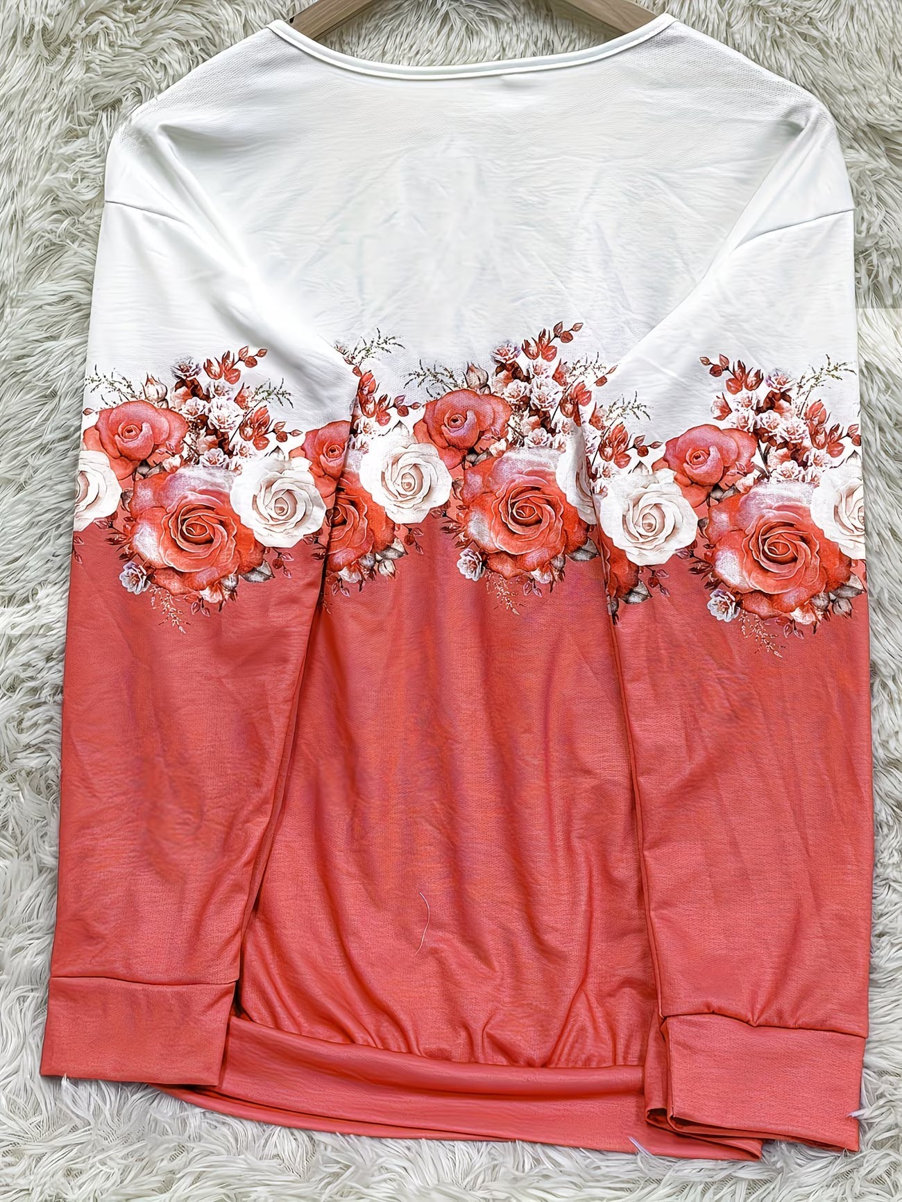 Rose Print Half Zip Sweatshirt