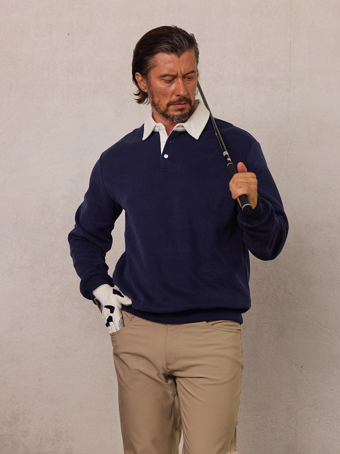 Men's Golf Button Up Collared Sweatshirt