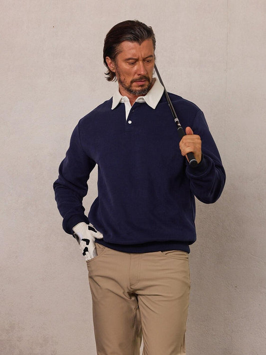 Men's Golf Button Up Collared Sweatshirt