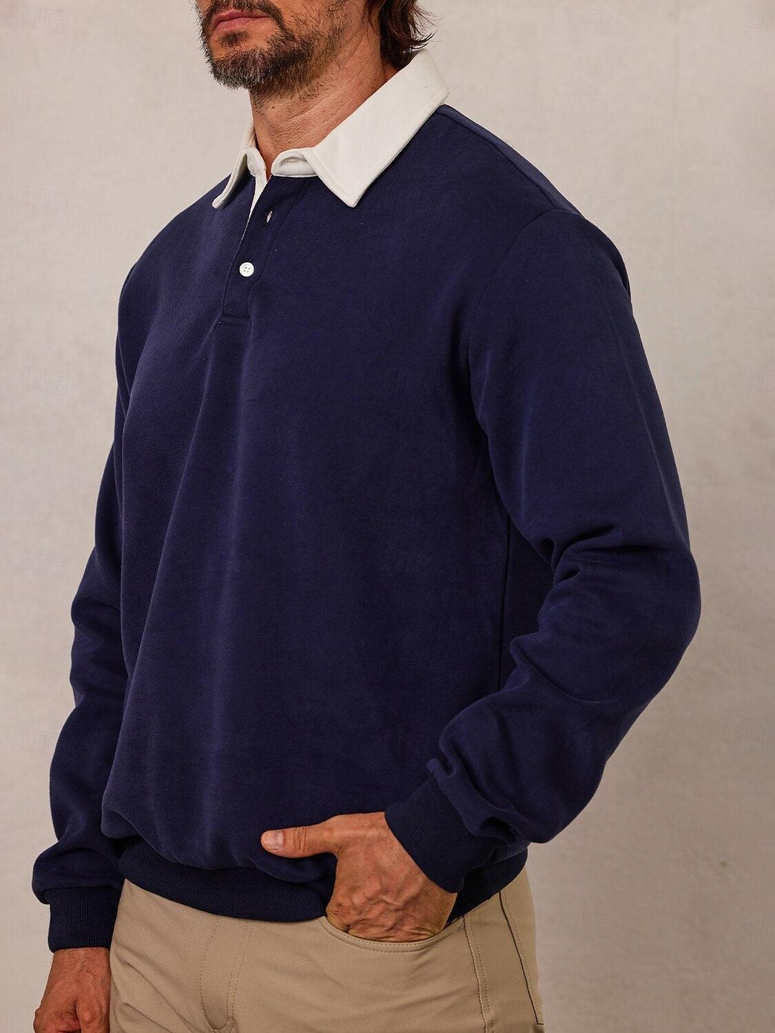 Men's Golf Button Up Collared Sweatshirt
