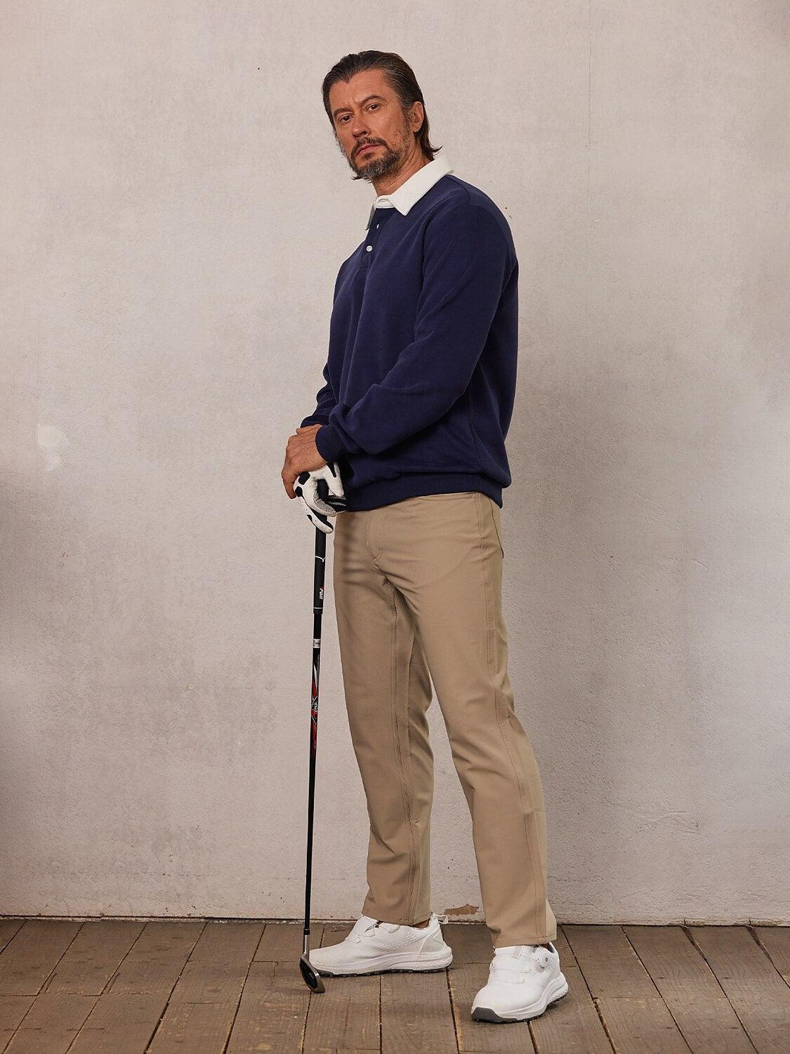 Men's Golf Button Up Collared Sweatshirt